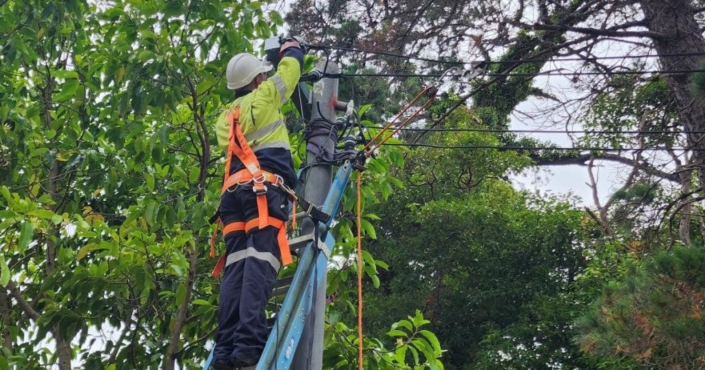 Level 2 electrician working on private pole
